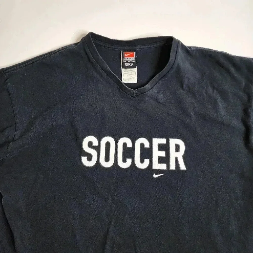 Vintage Nike Soccer‎ Swoosh Long Sleeve Shirt Size XL